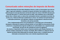 Comunicado sobre retenções de Imposto de Renda